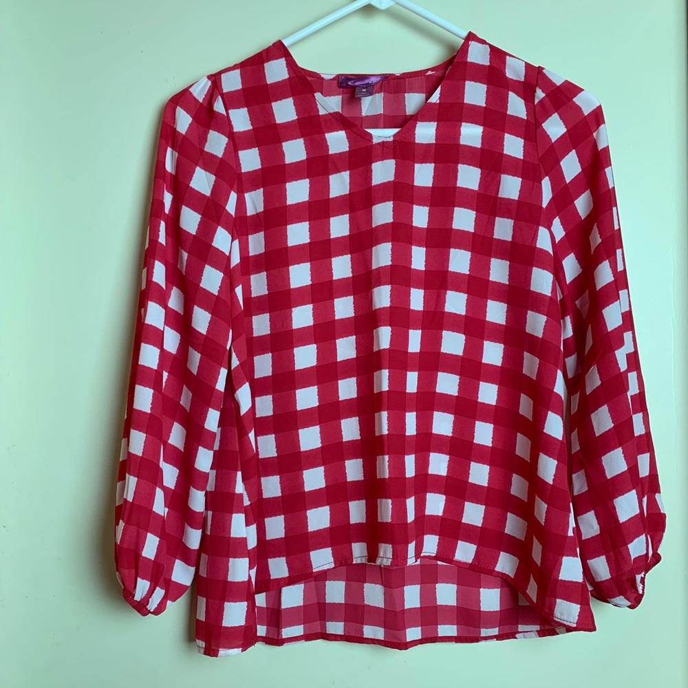 Aqua Red and White Checks Blouse KIDS